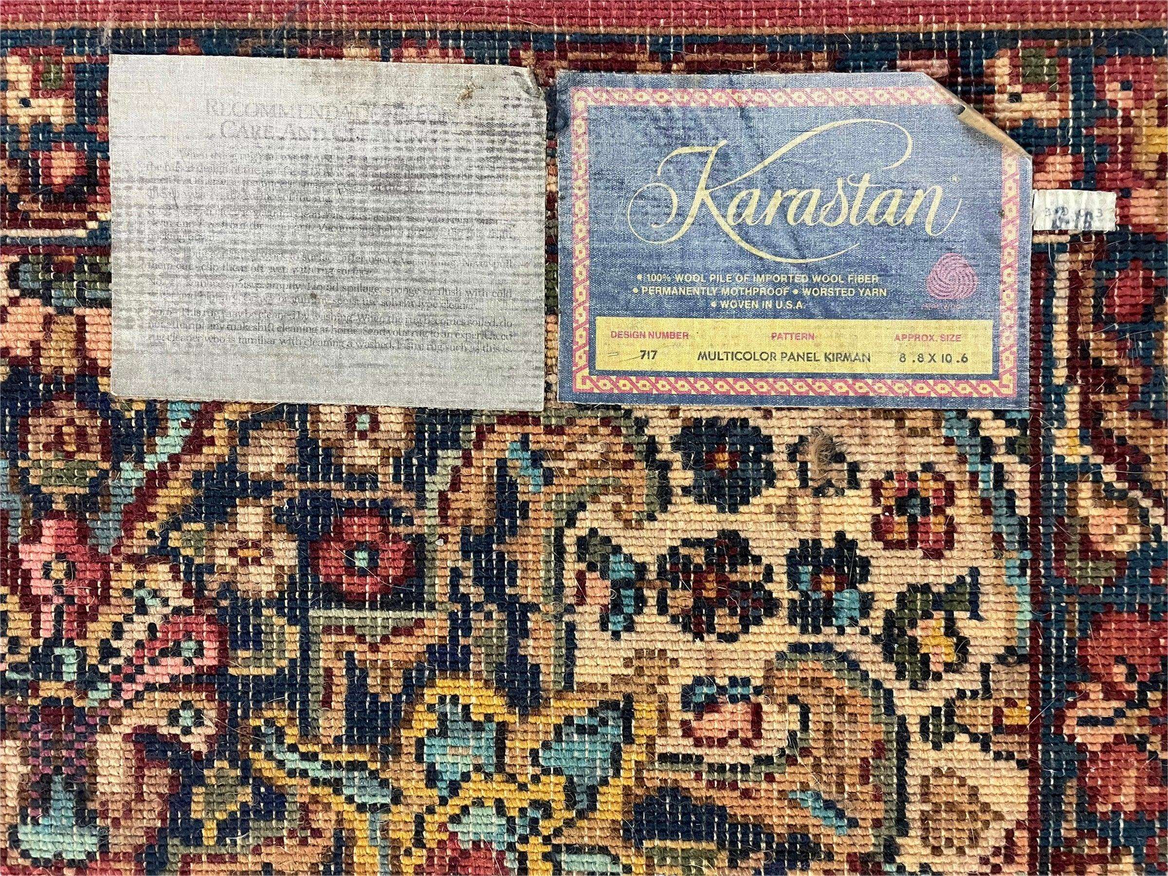 8' 8" X 10' 6" Karastan Multicolor Panel Kirman # 717 Wool Rug American Beauty - Jewel Rugs