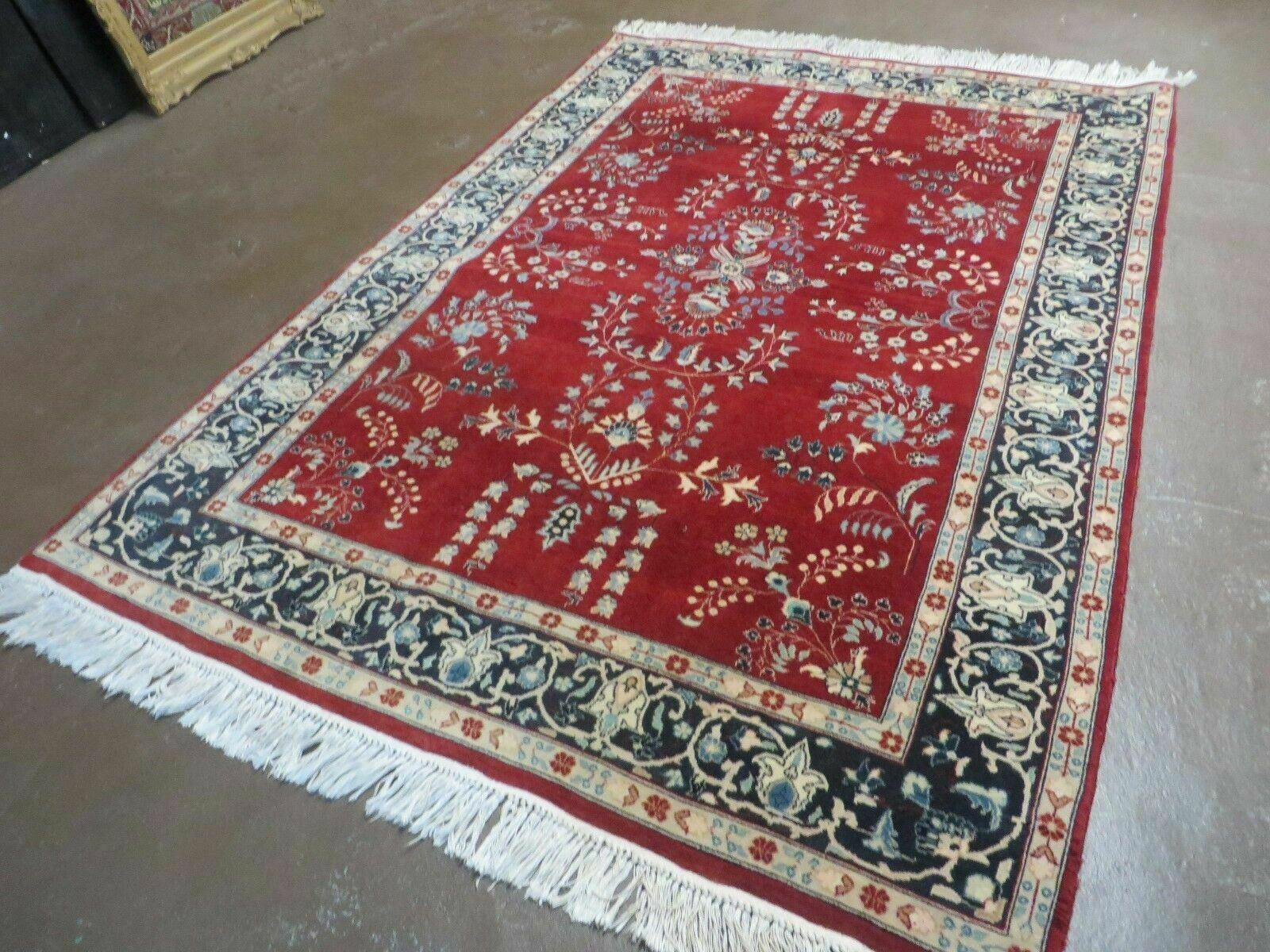 4' X 6' Vintage Fine Handmade Indian Wool Rug Carpet Vegetable Dyes Red Nice - Jewel Rugs