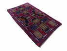 2' 10" X 4' 9" Vintage Handmade Tribal Wool Rug Balouchi Rug Afghan Rug Red Blue - Jewel Rugs