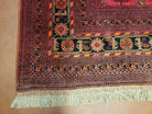 7x10 Vintage Afghan Turkoman Yamud Bokhara Rug Red Bukhara Hand-Knotted Oriental Afghanistan Carpet Wool - Jewel Rugs