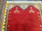 Vintage Moroccan Area Rug, Bright Red Hand-Knotted Wool Carpet, Medallion Area Rug, 4x6 Carpet, Office Room Rug, 3'4" x 6'4" - Jewel Rugs