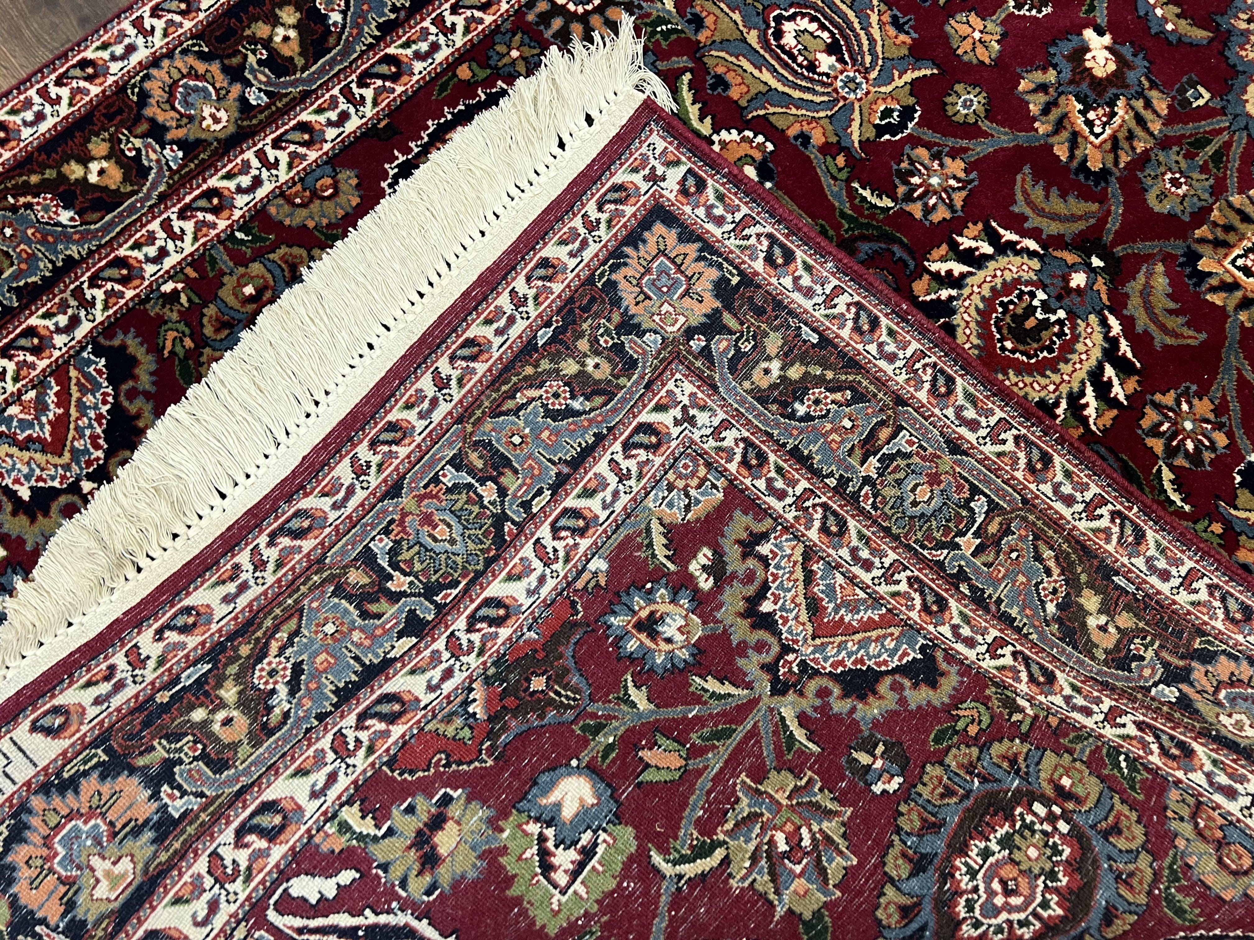 Persian Rug 4x6, Wine Red Persian Mashad Oriental Carpet, Floral Allover, Dated Signature, Hand Knotted Vintage Rug, Wool Rug 4 x 6, Entryway Rug - Jewel Rugs