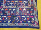 3' X 7' Vintage Handmade Indian Wool Kilim Flat weave Rug Camel Birds Blue Geometric Short Runner - Jewel Rugs