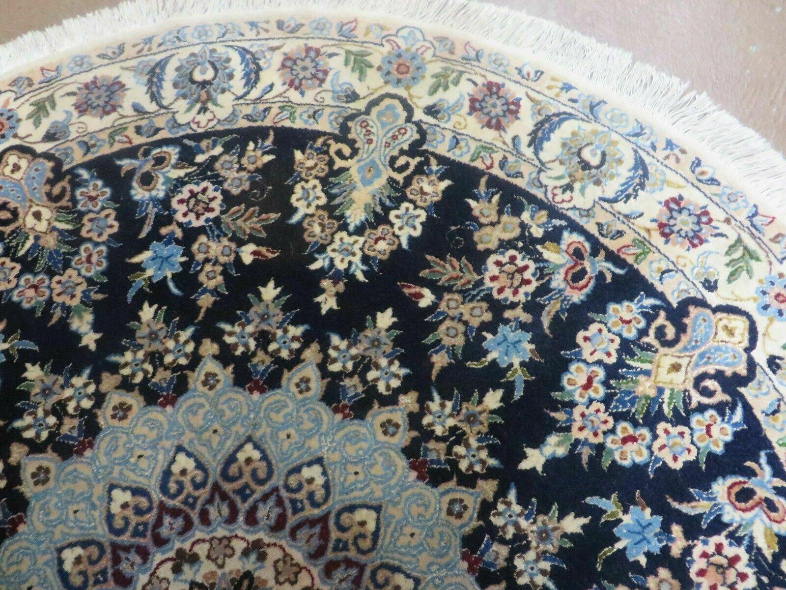 4' Handmade Ultra Fine India Floral Wool Rug Carpet Round Silk Accents Nice - Jewel Rugs