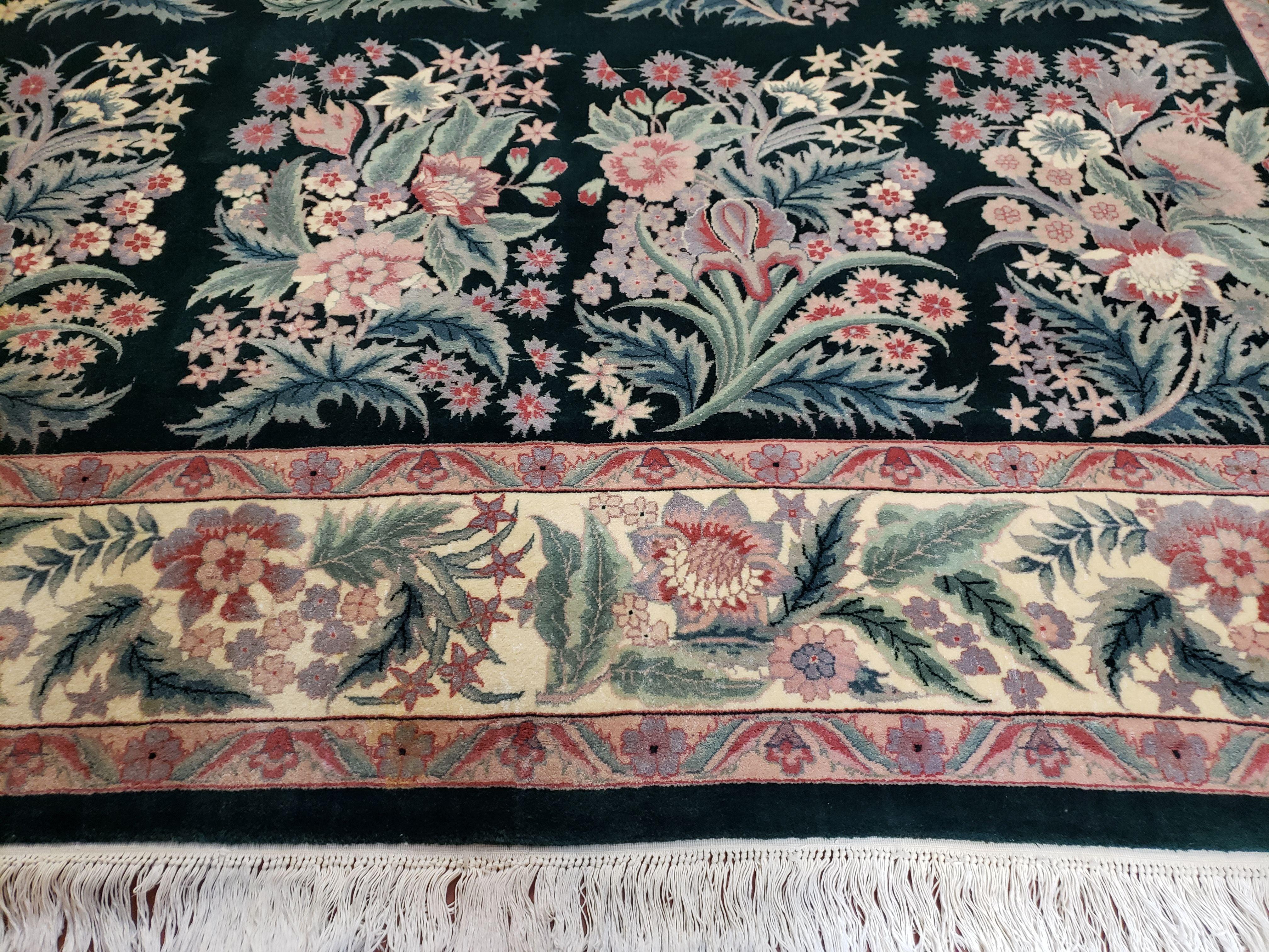 9x12 Floral Pattern Rug Green Garden of Eden Pakistani Carpet Hand Knotted Wool Area Rug Living Room Rug Vintage Dining Room Rug 9 x 12 Nice - Jewel Rugs