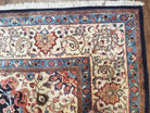 Semi Antique Persian Sarouk Rug, Dark Blue - Red - Beige, Hand-Knotted, Wool, 8'9" x 11'7" - Jewel Rugs