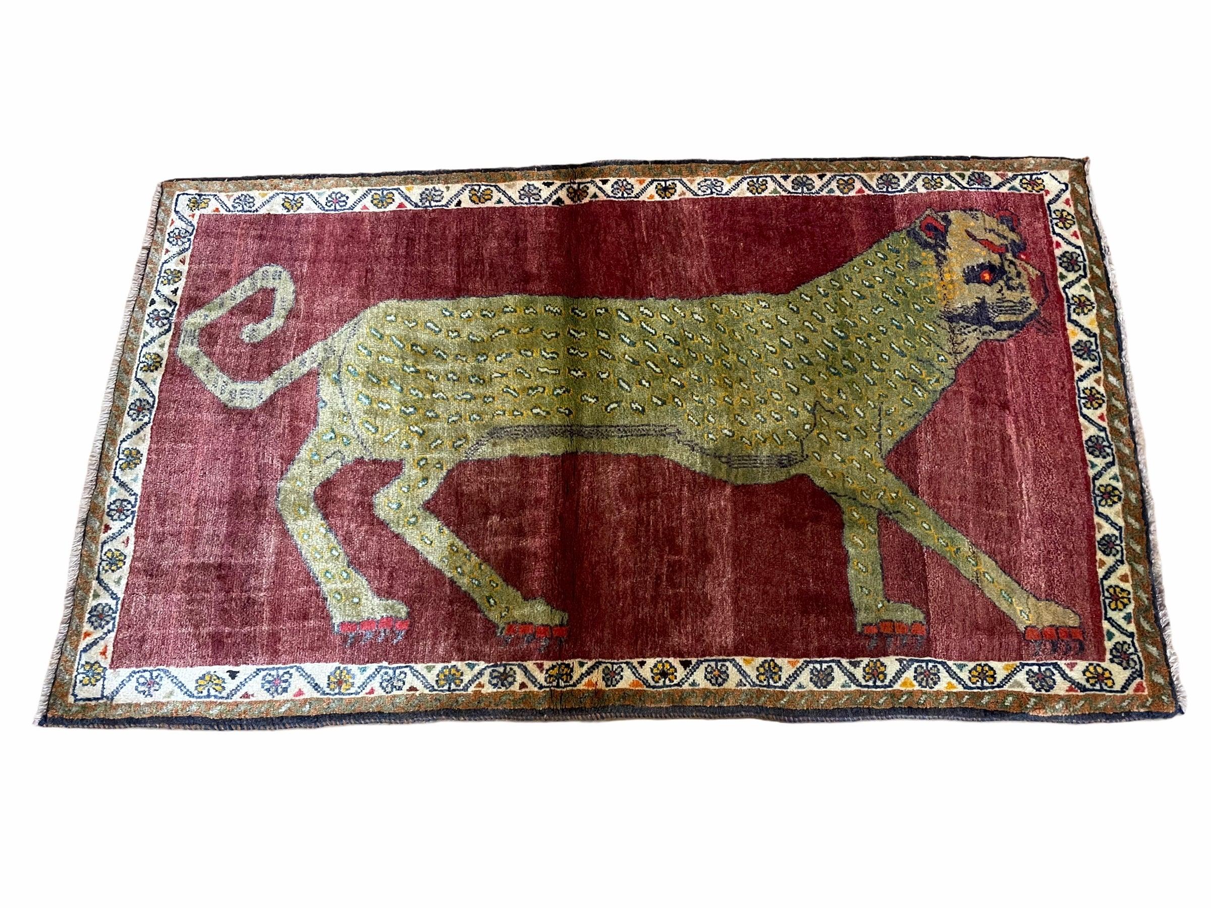 3 X 5.5 Handmade Hand-Knotted New Vintage Rug Quality Wool Lion Tribal Rug - Jewel Rugs