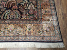 Vintage Persian Silk Qum Dark Blue Rug, Hand-Knotted, 6' x 9'7" - Jewel Rugs