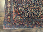 Antique Persian Sarouk Farahan Rug 4x7 Carpet, Herati Medallion, Midnight Blue and Red Wool Collectible Oriental Rug, Hand Knotted, Ferahan Feraghan - Jewel Rugs