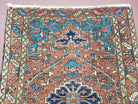 Antique Persian Karajeh Heriz Rug, Red & Blue, Hand-Knotted, Wool, 3' 1" x 4' 3" - Jewel Rugs