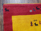 3' X 5' 5" Handmade Indo Gabbeh Wool Rug Animal Subjects Tomato Red - Jewel Rugs