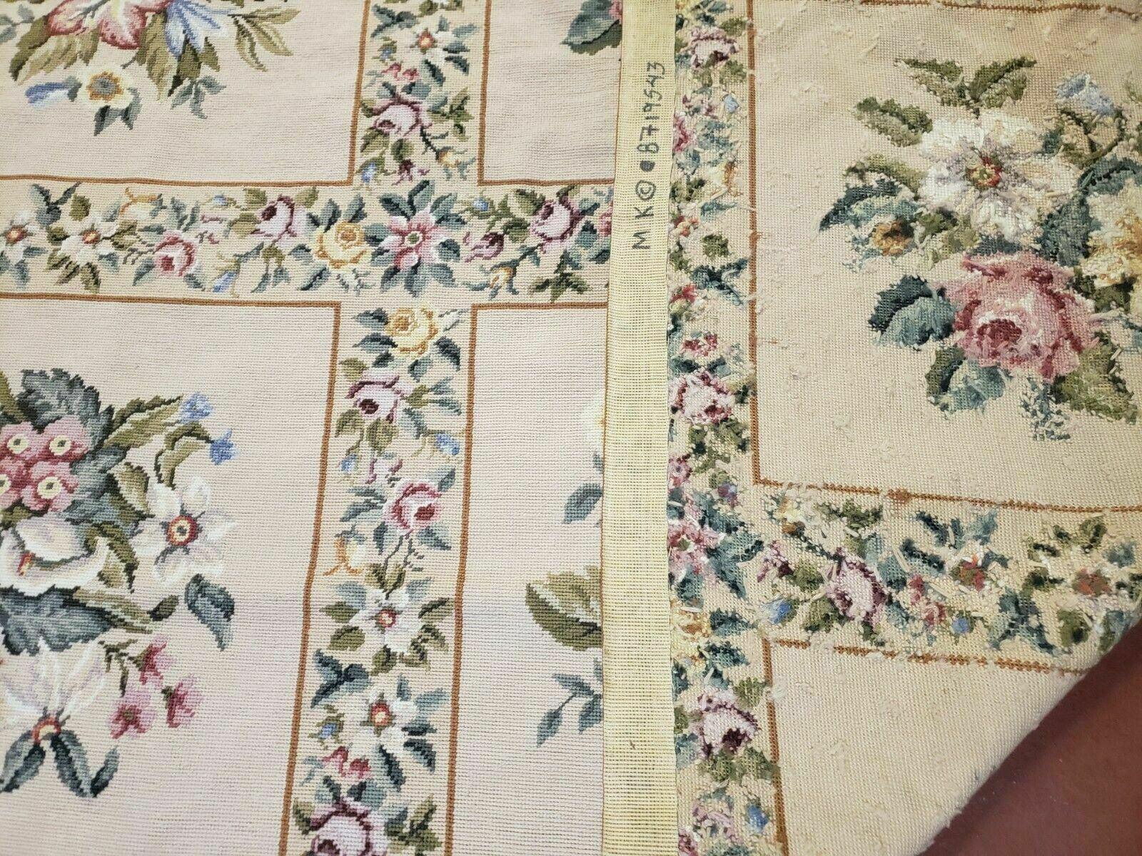 9' X 12' Handmade French Aubusson Savonnerie Garden Design Needlepoint Rug Nice - Jewel Rugs