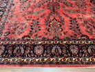 Indo Sarouk Rug 10x14, Vintage Indian Persian Area Rug 10 x 14, Wool Hand-Knotted Oriental Carpet, Red Floral Allover Large Rug, Beautiful - Jewel Rugs