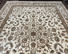 Pak Persian Rug 10x14, Allover Floral Pattern, Fine Oriental Carpet 10 x 14, Elegant Traditional Wool Rug, Ivory/Cream/Beige, Hand Knotted - Jewel Rugs