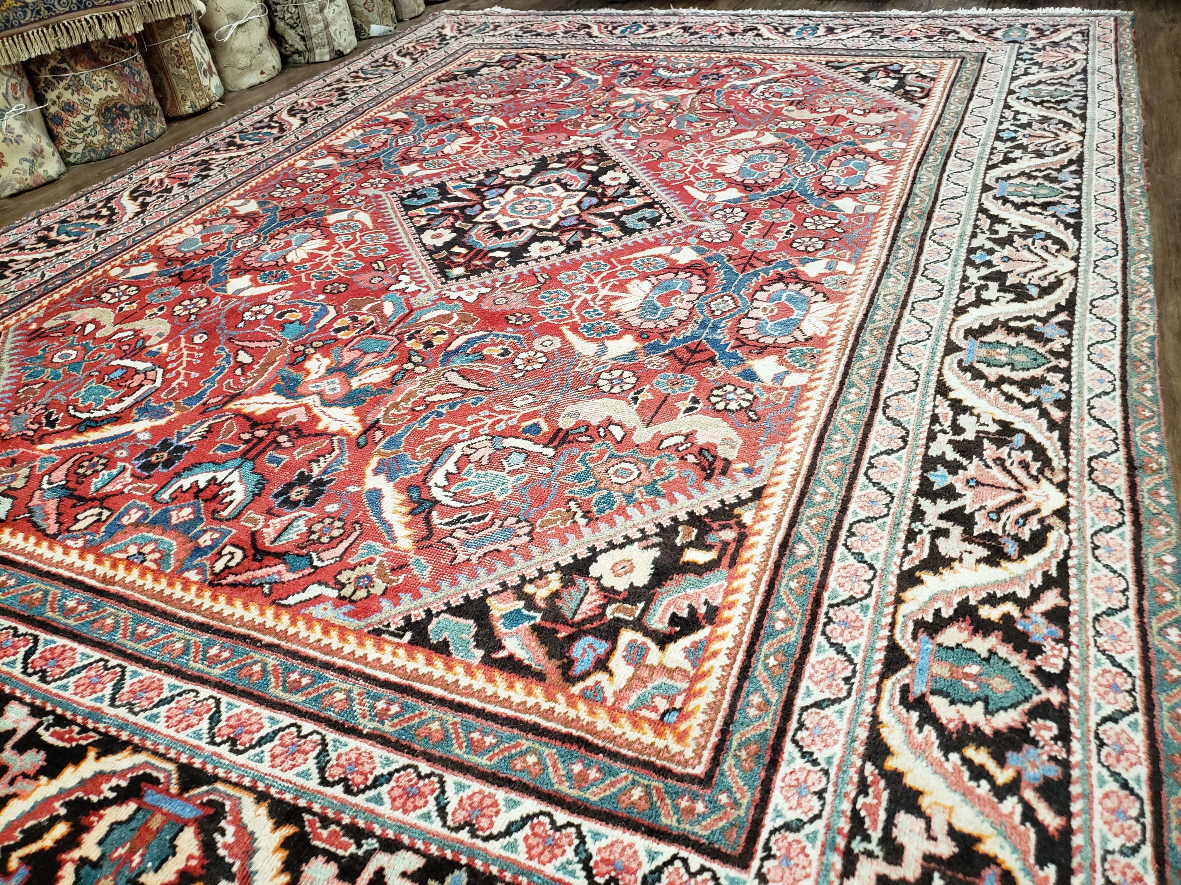 9' X 12' Antique Handmade Oriental Floral Wool Area Rug Organic Red Nice - Jewel Rugs