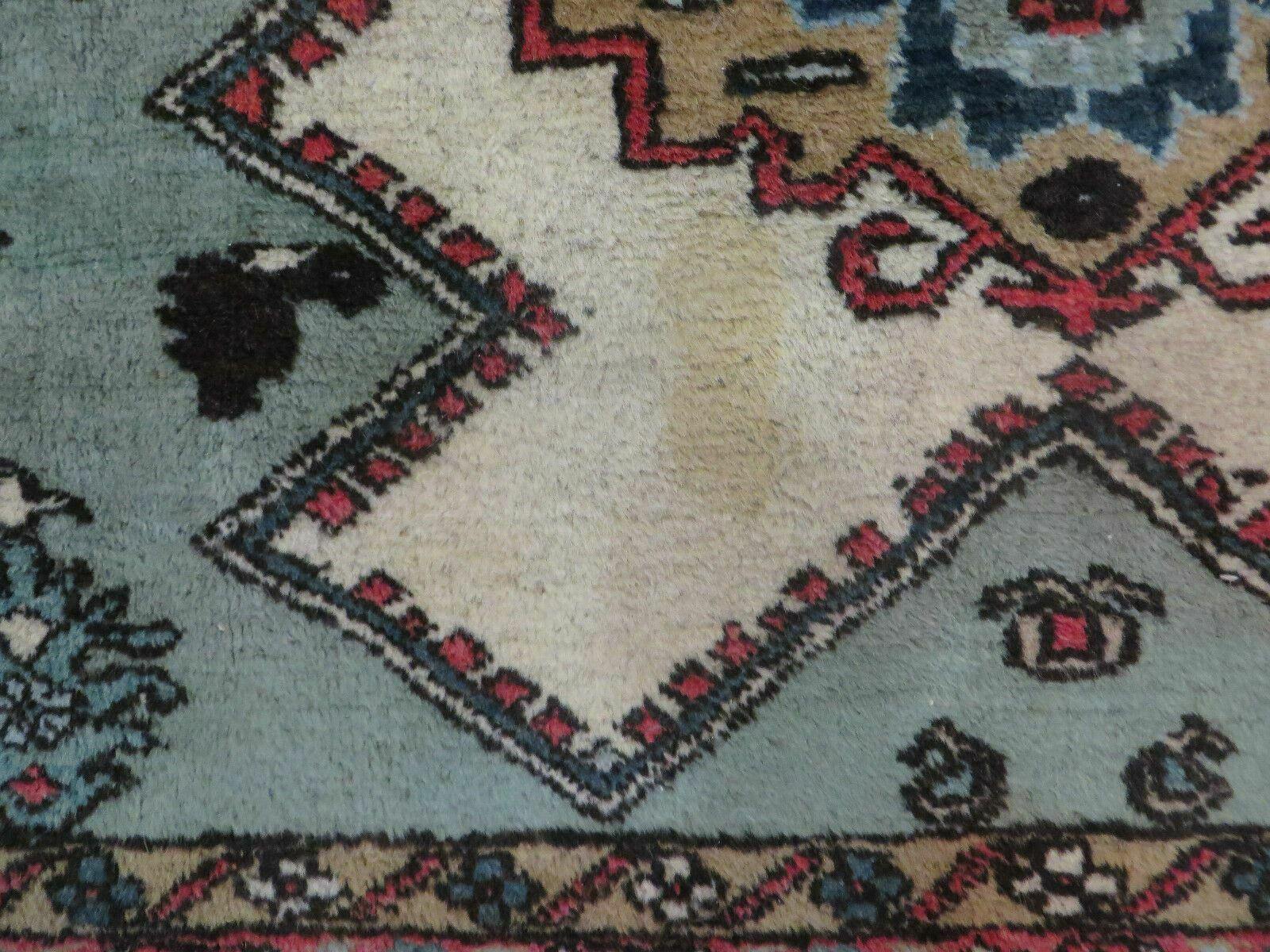 4' X 7' Vintage Handmade Knotted Rug India Caucasian Wool Soft Green Organic - Jewel Rugs