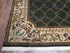 Vintage Napalese Aubusson Rug 6x9, Hunter Green & Beige Hand-Knotted Wool Carpet, 6 x 9 European Design Carpet, Handmade New Rug, Office Rug - Jewel Rugs