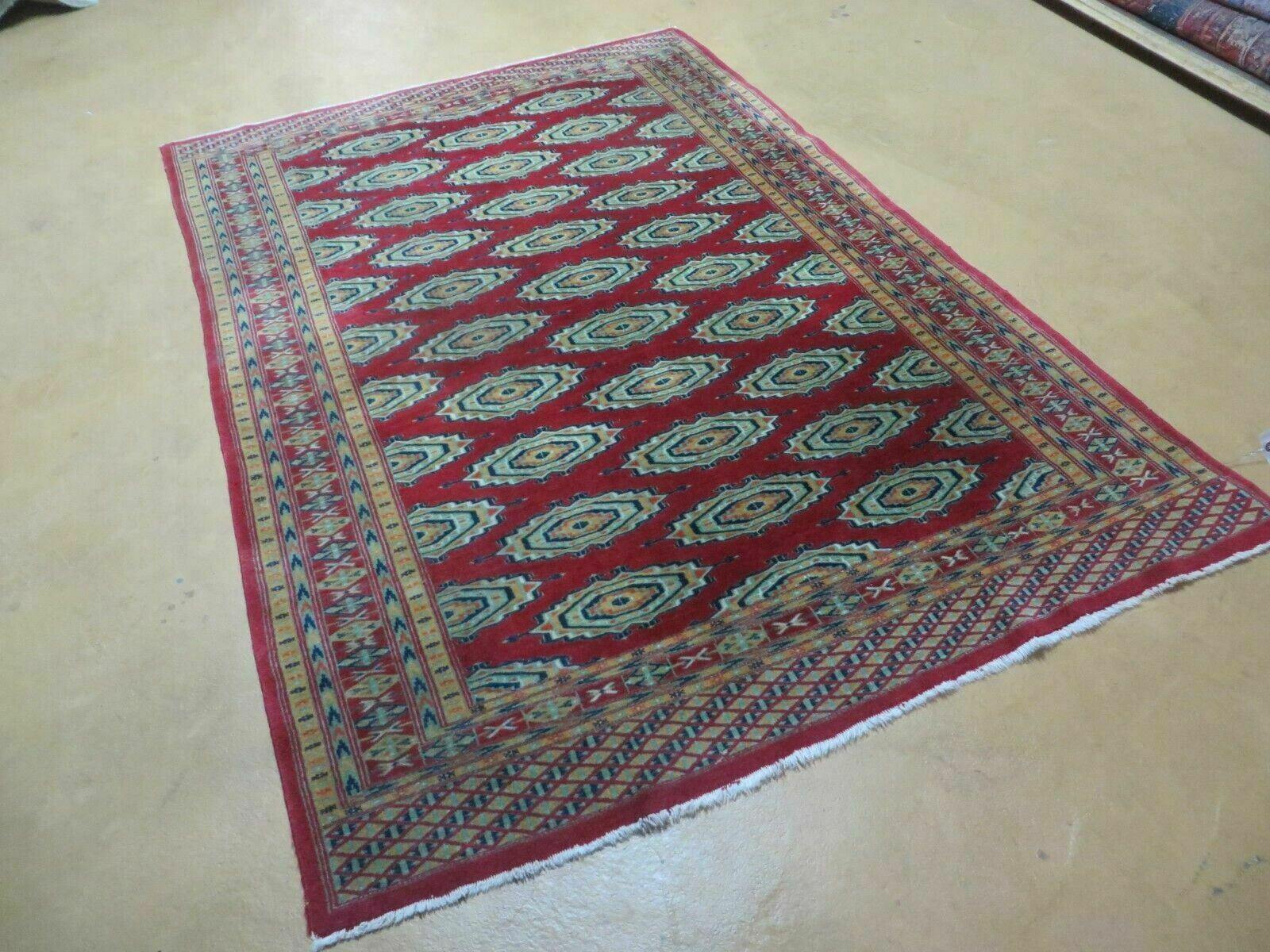 4' X 6' Vintage Handmade Bokhara Turkoman Pakistan Wool Rug Carpet Signed Nice - Jewel Rugs