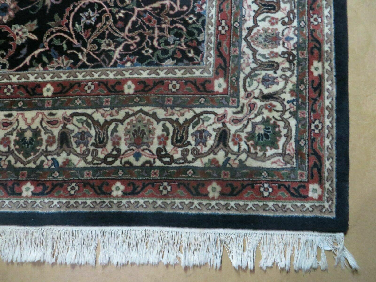 8' X 10' Handmade India Wool Rug Hand Knotted Carpet Floral Organic Dyes Black - Jewel Rugs