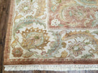 8' X 10' Handmade India Floral Wool Rug Carpet Tea Washed Nice Muted Red Beige - Jewel Rugs