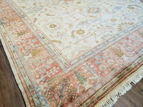 9' X 12' Hand Made Turkish Oushak Wool Rug Oatmeal Beige Coral Signed Wow - Jewel Rugs