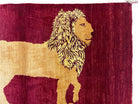 3.5 X 5 Handmade Rug Vintage New Rug Quality Wool Lion Red Veggy Dyes Pictorial - Jewel Rugs