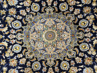 Wonderful Navy Blue Persian Kashan Rug 11x13, Allover Floral Design with Central Medallion, Wool Hand-Knotted Antique Carpet, Signed Rabani Rug - Jewel Rugs