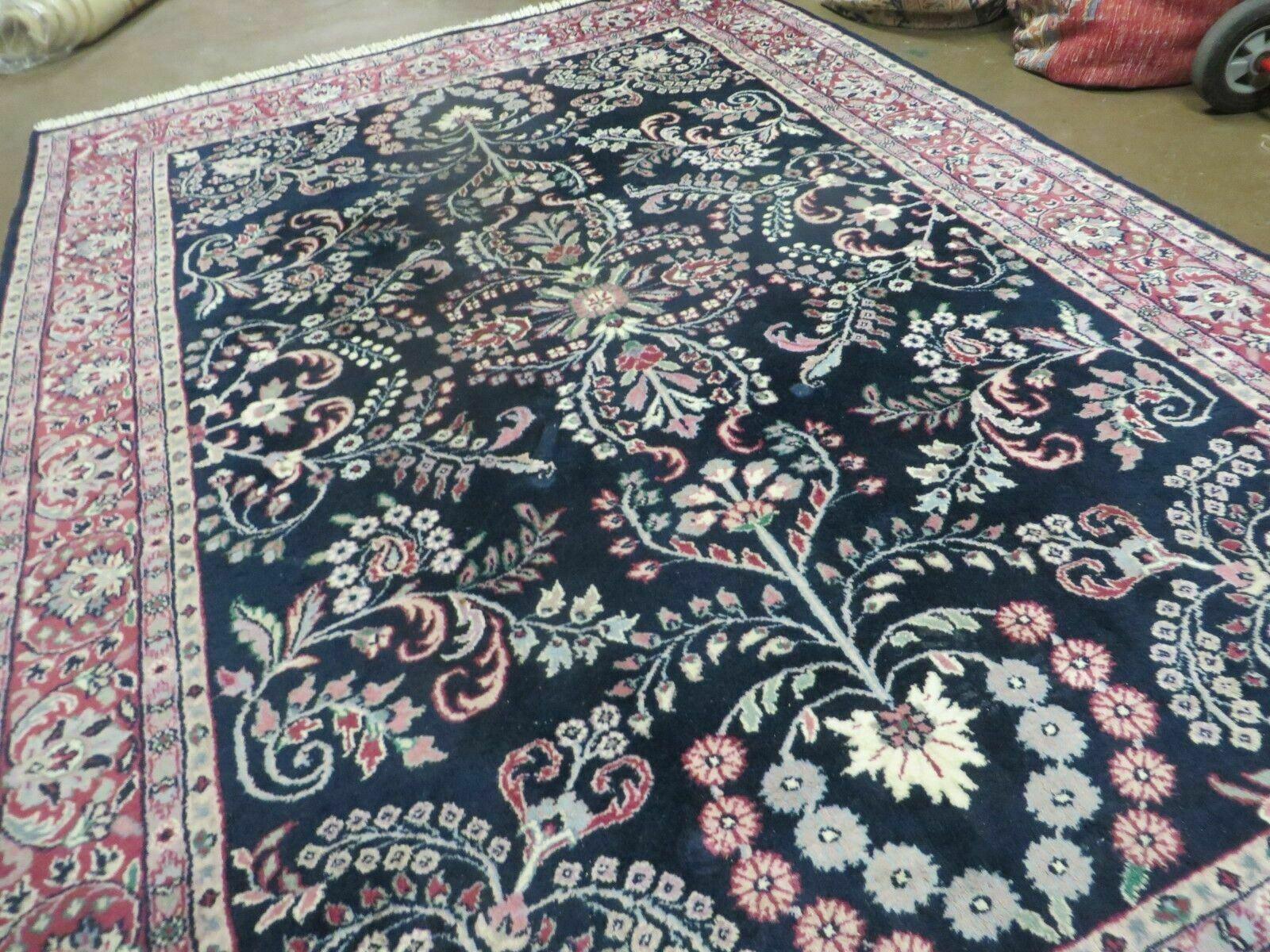 6' X 9' Handmade India Floral Oriental Wool Rug Carpet Blue Organic Dyes Nice - Jewel Rugs