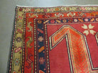 4' 10" X 11' Antique Handmade Turkish Kazak Wool Rug SHIELD Hand Knotted Red - Jewel Rugs