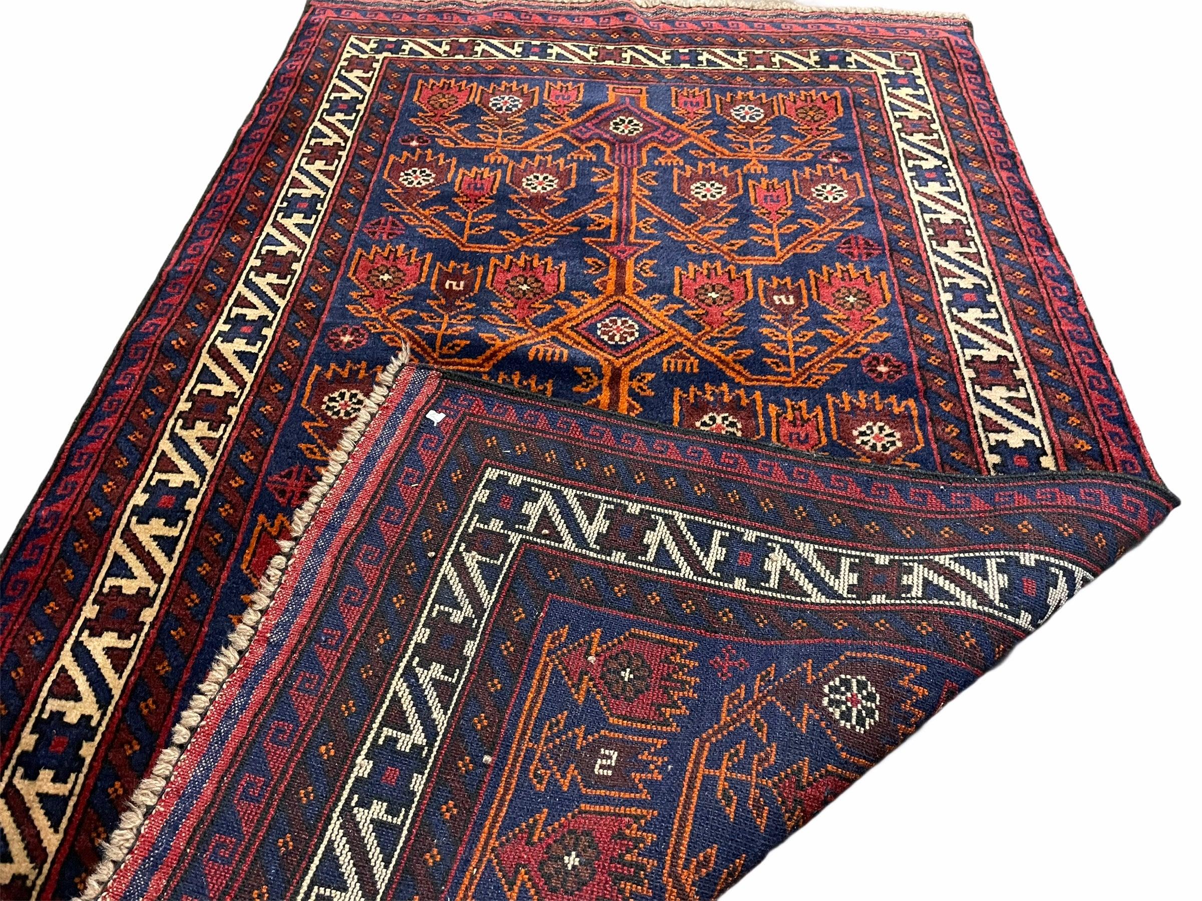 3x5 New Vintage Handmade Afghan Wool Rug Balouch Rug Tree Of Life Red Blue Beige - Jewel Rugs