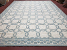 New Needlepoint Rug, 9x12 Needlepoint, Handmade Rug, Ivory and Light Blue Carpet, Flatweave Rug, English, Living Room Rug, Dining Room Rug - Jewel Rugs