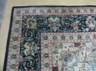 9' X 12' Vintage Fine Handmade Chinese Allover Oriental Wool Rug Ivory Black - Jewel Rugs