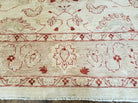 8' X 12' Handmade Pakistani Peshawar Oushak Design Wool Rug Oatmeal Beige Neutral Colors - Jewel Rugs