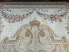 Chinese Aubusson Rug 10x14, Elegant Flatweave Rug, Hand Woven Aubusson Savonnerie Carpet, Vintage Aubusson Rug, Beige and Blue Wool Aubusson - Jewel Rugs