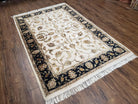 Pak Persian Rug 4x6 ft, Wool Rug with Silk Highlights, Pakistani Carpet 4 x 6, Ivory Black and Gold Rug, Allover Floral Pattern, Quality Rug - Jewel Rugs