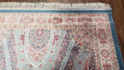 4x6 Silk Carpet, Light Blue & Beige Oriental Rug 4 x 6ft, Traditional Design Medallion All Over, Bamboo Silk, Super Fine, High Quality, Soft - Jewel Rugs