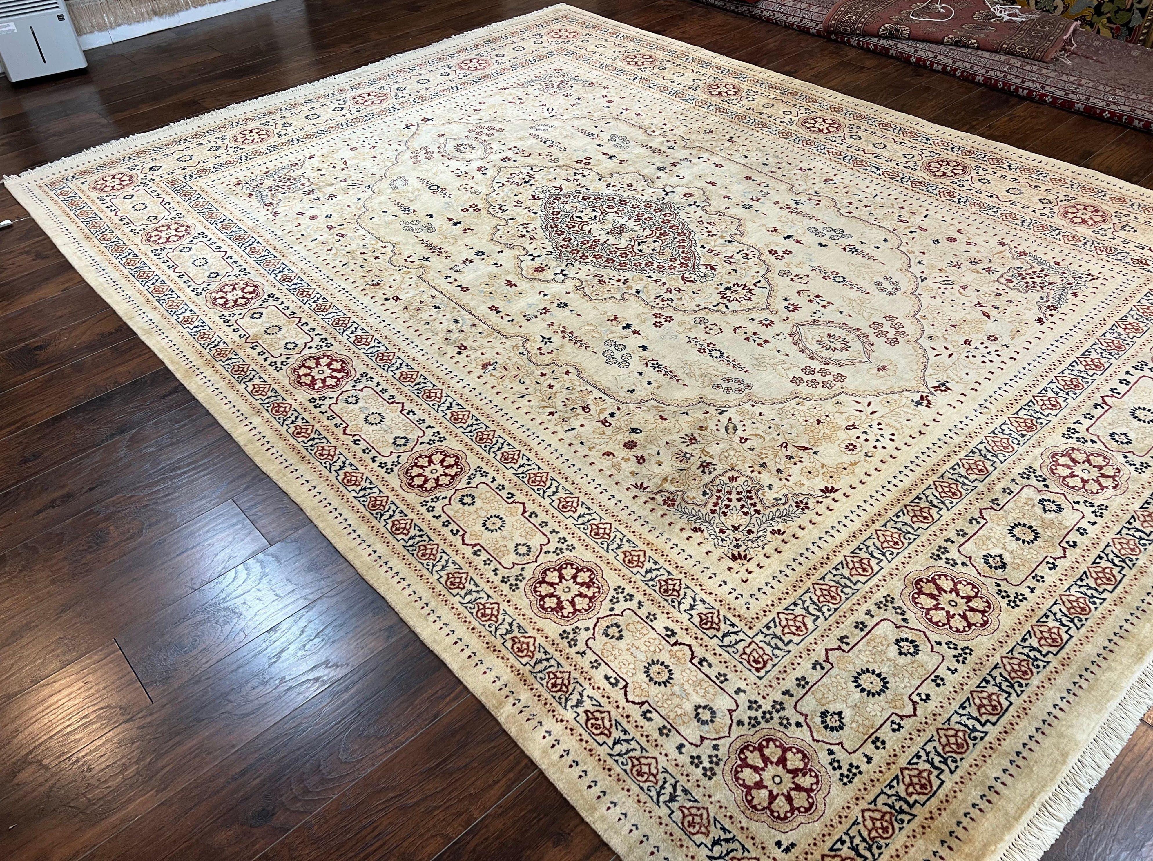 Pak Persian Rug 9x11, Very Fine Hand Knotted Oriental Carpet, Haji Jalili Design, Ivory/Cream, Wool Handmade Room Sized Rug 9 x 11 ft, Nice - Jewel Rugs