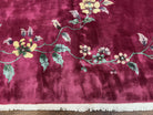 Antique Chinese Art Deco Rug 8.9 x 11.5, Chinese Nichols Carpet Purple/Red, Hand Knotted Wool Area Rug 9x12 Open Field Simple Design Flowers - Jewel Rugs