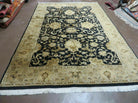 6' X 9' Handmade India Jaipur Floral Oriental Wool Rug Veg Dyes Black # M703 - Jewel Rugs