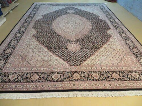 9' X 12' Vintage Hand Made Chinese Oriental Wool Silk Rug Hand Knotted Black - Jewel Rugs