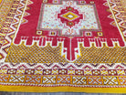 Vintage Moroccan Rug 6x10, Red and Yellow Moroccan Carpet, Handmade Bohemian Tribal Area Rug, Hand-Knotted 1970s Wool Rug, Medalions - Jewel Rugs