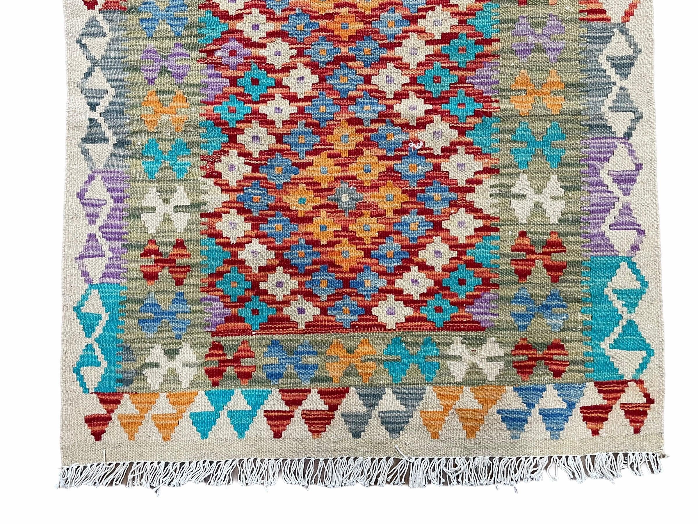 3x5 Colorful Kilim Rug 5 x 3 Multicolor Turkish Chobi Kilim Rug Small Flatweave Wool Playroom Rug New Tribal Kilim Rug - Jewel Rugs