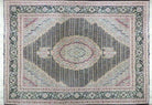 8' X 10' Vintage Fine Handmade Chinese Oriental Wool & Silk Black Area Rug Mahi/Herati Style - Jewel Rugs