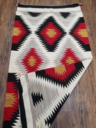 Vintage Navajo Rug 3x5, Wool Hand-Woven Navajo Blanket, Diamonds, Red Gray Black, Native American Antiques, Navaho Indians, Unique, Handmade - Jewel Rugs