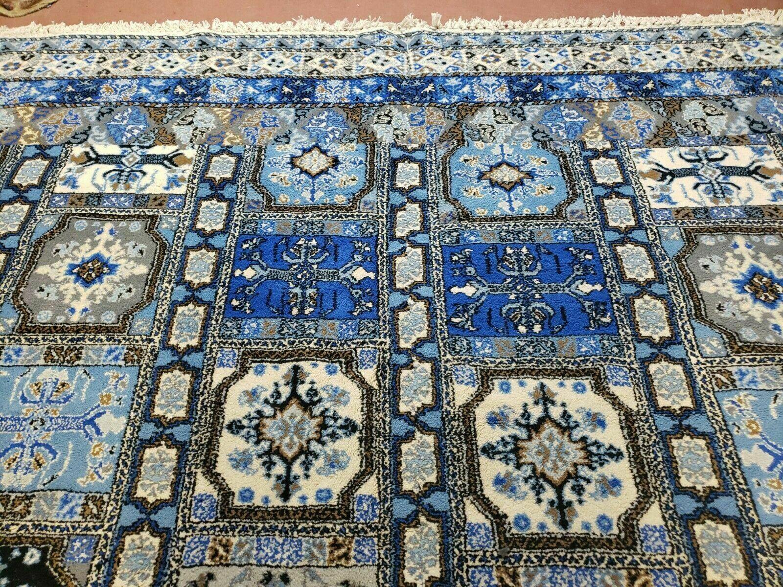 12' x 17' Palace Size Handmade Moroccan Urban Rabat Blue Panel Wool Area Rug - Blue and Beige - Jewel Rugs