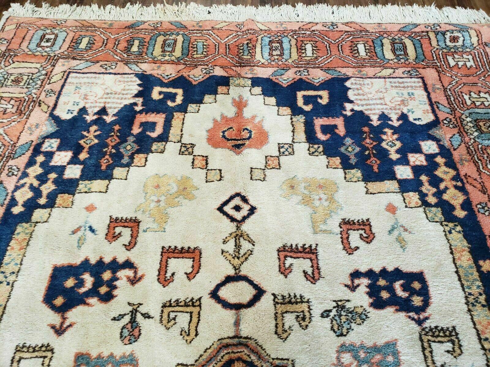 6' X 9' Vintage Handmade India Geometric Oriental Rug Wool Hand Knotted Carpet - Jewel Rugs