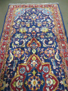 Persian Runner Rug 3.2 x 9.7, Antique Persian Hamadan Blue Wool Runner, Floral Medallion, Red and Blue, Hand Knotted Hallway Kitchen Runner Rug Nice - Jewel Rugs