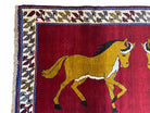 4 X 7 Handmade Hand-Knotted Quality Wool Rug Horses Zagros Red Mustard Gold New - Jewel Rugs