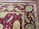 9' X 12' Vintage Fine Handmade Indian Agra Wool Rug Red Wow - Jewel Rugs