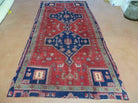 Antique Handmade India Geometric Oriental Wool Rug Vegetable Dye Runner Red - Jewel Rugs